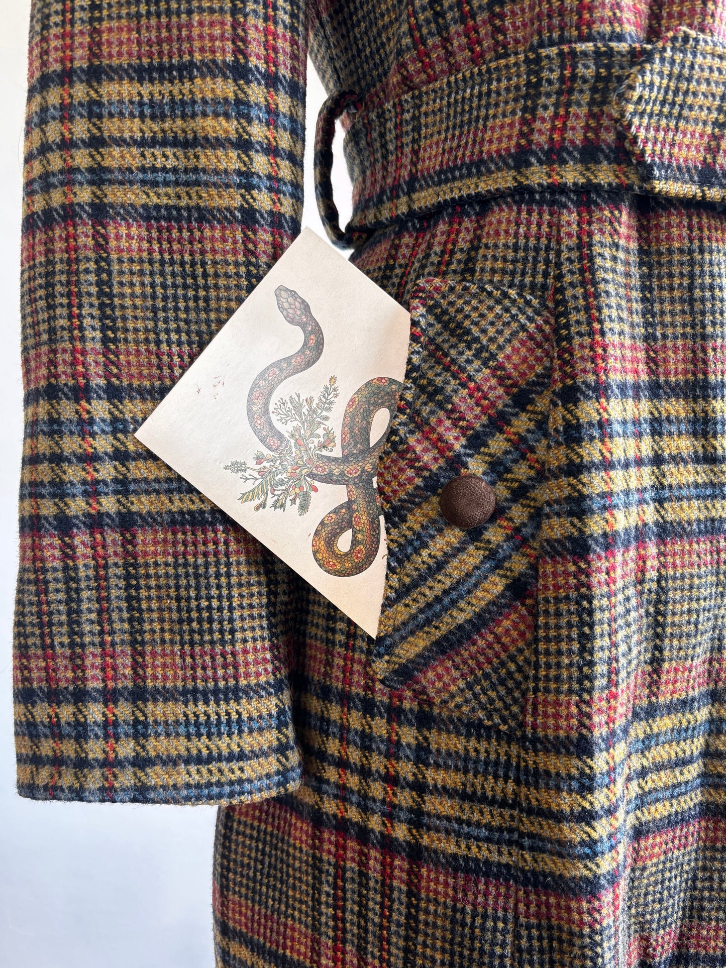 Vintage 1960s - 1970s Princess Coat w Cape - RARE Sherlock Holmes Plaid Wool + Velvet Belted Cloak Coat Size XS to S