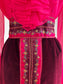 Vintage 1960s Designer Cocktail Set - Jaw-dropping Wine + Hot Pink Jabot Velvet + Satin Dress + Puff Jacket Size M