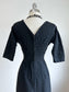 Vintage 1950s Jerry Gilden Cocktail Dress - Sultry Sculpted Black Eyelet Peekaboo Embroidered Wiggle Dress Size XS - S