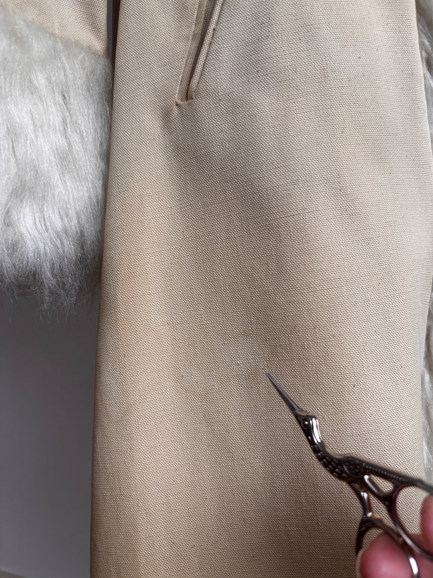 Documented Vintage 1972 Coat - HOODED American Bazaar 1970s Canvas + Faux Fur Princess Coat Size S to M