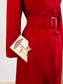 Vintage 1970s does 1940s All-Weather Coat - Noir Babe Scarlet Red Gabardine w Stabby Details Throughout! Size S to M