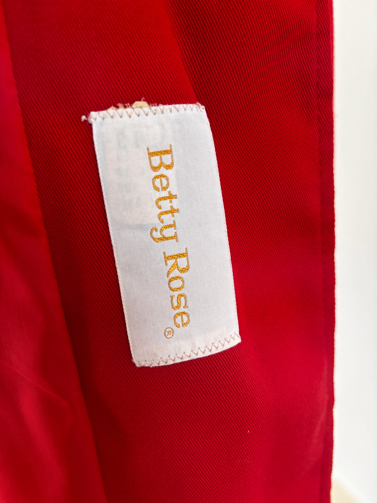 Vintage 1970s does 1940s All-Weather Coat - Noir Babe Scarlet Red Gabardine w Stabby Details Throughout! Size S to M