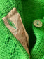 Vintage 1960s Wool Sweater - Apple Green Chunky Knit w Guitar Pick Lucite Buttons Size M to L
