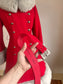 Vintage 1970s Princess Coat - Amazingly Beautiful Mod Crimson Red Wool + Frost Faux Fur Belted Overcoat Size S to M