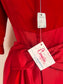 Vintage 1950s Dress - Dreamy Deadstock Designer Red Velvet + Satin Trained Cocktail Party Dress Size S