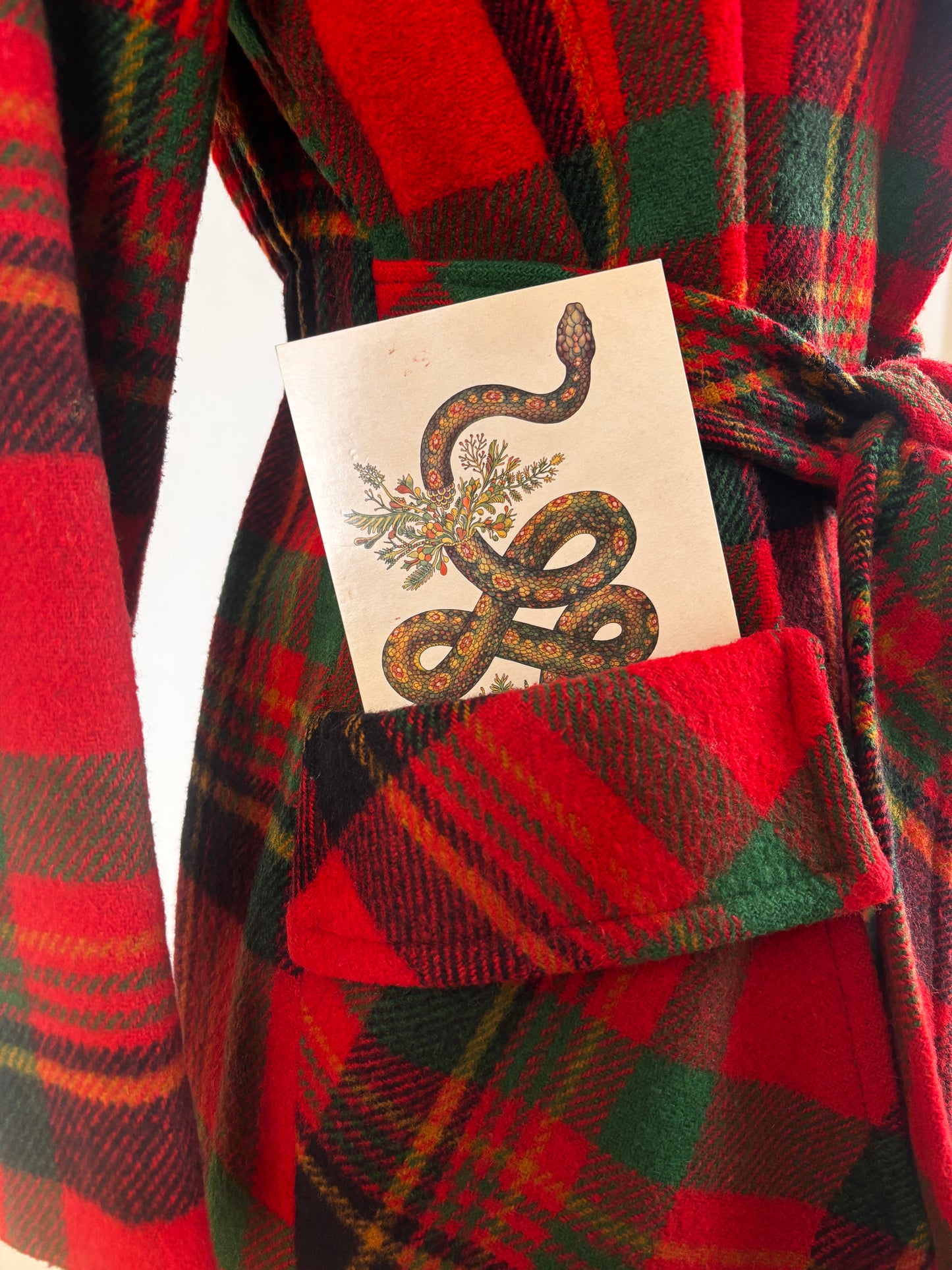 Vintage 1970s Tartan Princess Coat - Rare Red Plaid Belted Wrap Car Coat w Pockets Size S to M