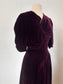 Vintage 1930s to 1940s Dress - Cherry Coke Wine Red Slinky Velvet w Ruching + Gilt Gold Size M to L