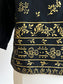 Vintage 1950s Blouse - MAYA DE MEXICO Black & Metallic Gold Cotton Border Print Hand-Screened Boatneck Shirt Size XS to S