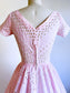 Vintage 1950s Dress - DIVINE Pastel Pink + White Stripe Embroidered Eyelet Cotton Sundress Size XS