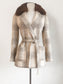 Vintage 1960s to 1970sp Icelandic Wool Princess Coat - Darling Neutral Cream + Tan "Icewool" Designer Car Coat w Belt Size S to M