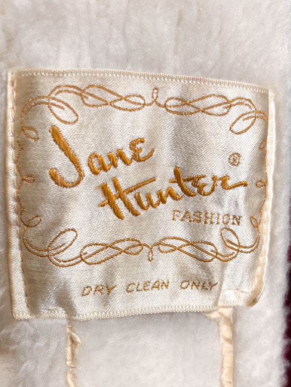 Vintage 1960s to 1970s Velvet HOODED Princess Coat - Buckle-Clasp Cranberry/Wine w Snowy Faux Fur Trim + Hood Size S to M