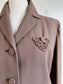 Vintage 1950s Soft Cocoa Fawn Wool Crepe Suit - Boxy Jacket w Quirky Boob Pocket + Fitted Skirt Size M