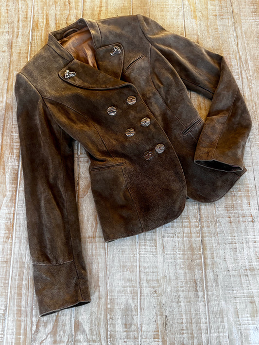 Rare Vintage Meindl Austrian Jacket - Buttery Soft Cocoa High End Deer Leather Jacket w Stag Horn Buttons Size XS