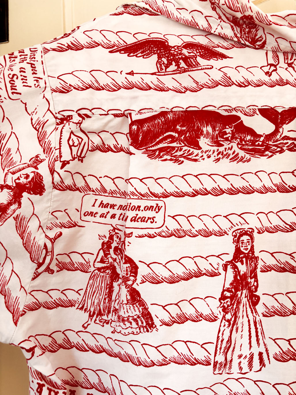 Vintage 1960s Men's Hawaiian Shirt - RARE Mildred's Hawaii Whaling + Drunken Debauchery Lahaina Maui Cotton Pullover Size L