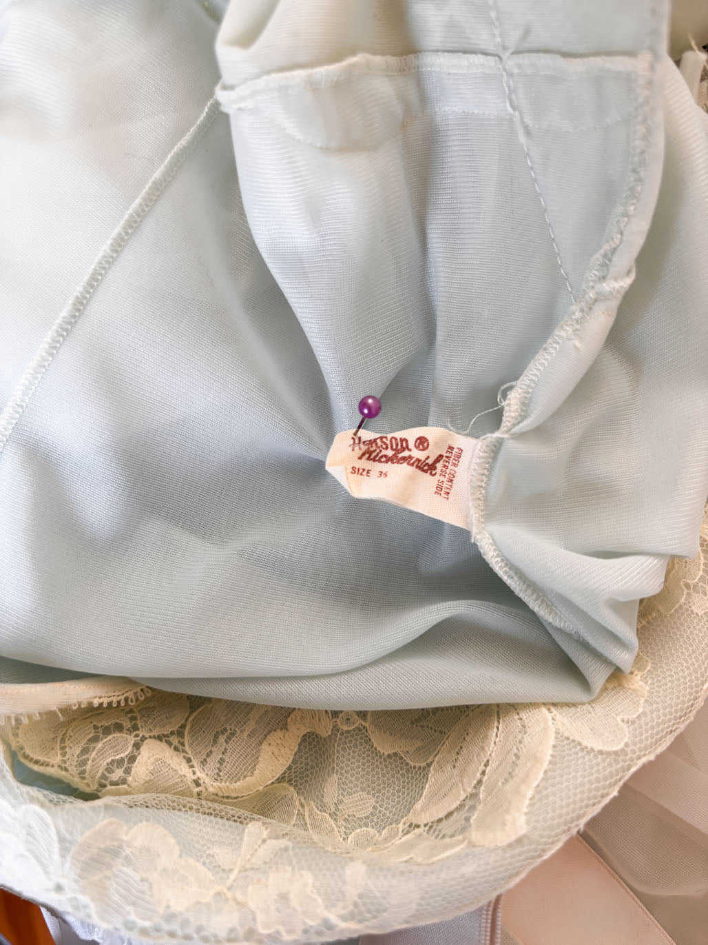 Vintage 1950s to 1960s Nightgown - Pale Mermaid Blue-Green Sheer Double Nylon Gown Size S to M