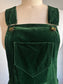 Vintage Late 1960s to 1970s Overalls Jumpsuit - Glowing Deep Emerald Green Velveteen w Wide Bell/Flare Legs Size S