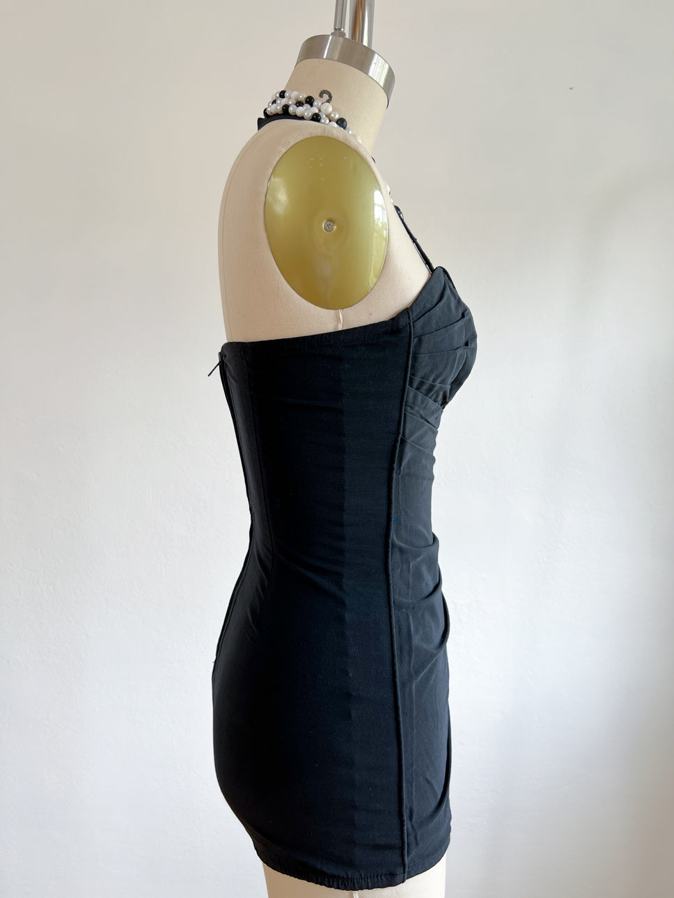 Vintage 1950s Sculpted Black Swimsuit - Designer Roxanne Summer Goth Lastex Draped Bathing Suit Size XS to S