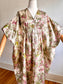 Vintage 1960s Luxury Kaftan Gown - Glorious Gold Lamé Silk Satin Brocade Pink Rose Print Dress Fits S to XL