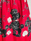 Vintage 1950s Novelty Skirt - Cherry Red French Poodles Eiffel Tower Paris Artist Cotton Flannel Size S