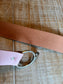BELTOPIA! Vintage 1980s does 1950s Pastel Pink Belt - Wide Contour Cincher w Heavy Chrome Hardware Size L