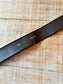 BELTOPIA! Vintage 1950s Glossy Black Belt - Wide Wet Look Patent Cincher w Brass Hardware Size L