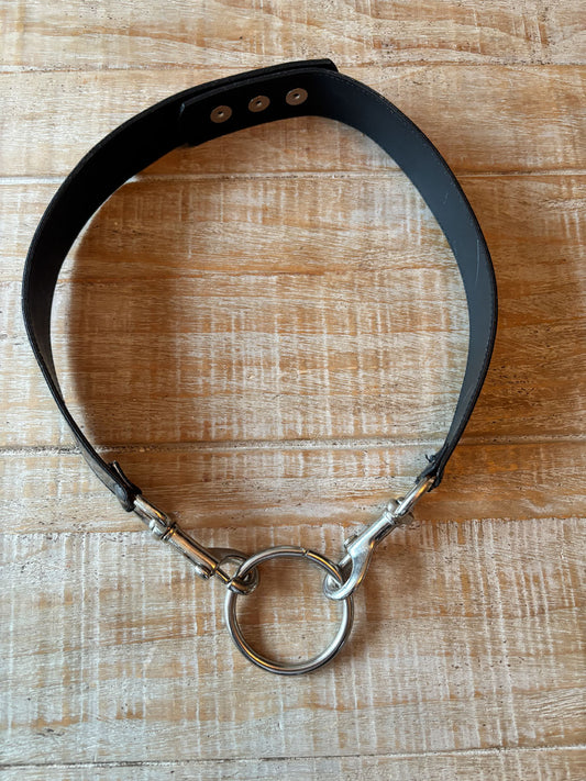 BELTOPIA! Vintage 1980s Two Blondes NY Belt - RARE Industrial-Punk Wet Look Black Vinyl w Fetish Bondage Hardware Size M