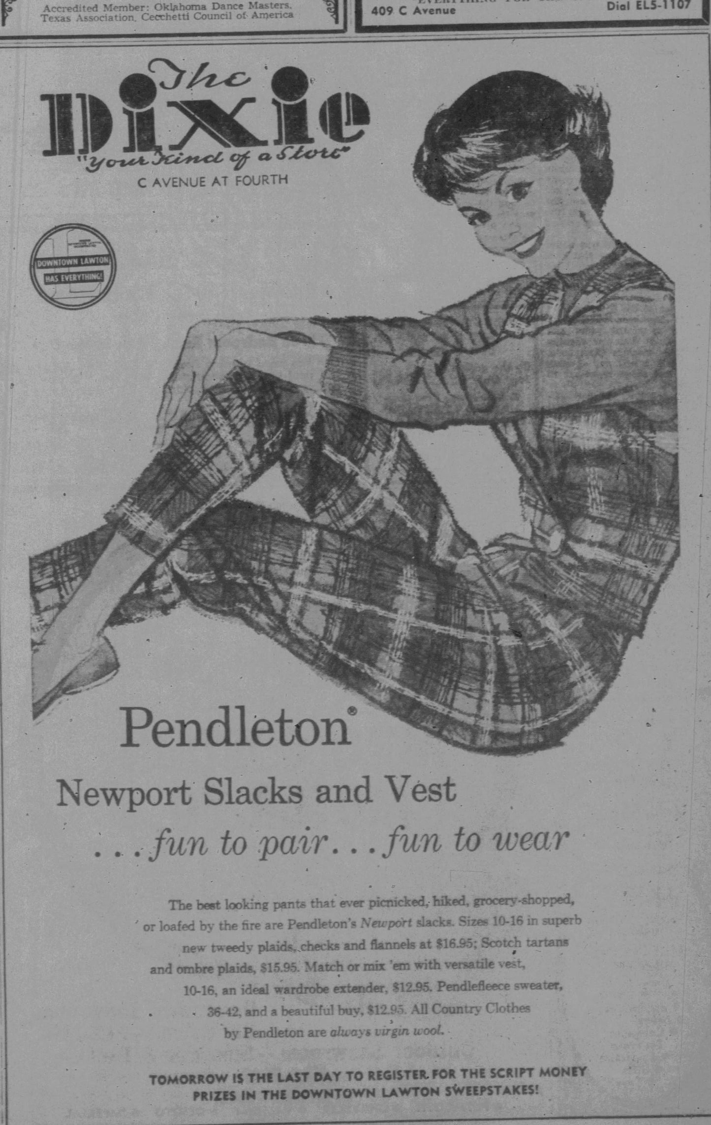 Vintage 1950s to 1960s Pantsuit - Pendleton Wool Plaid Sporty Jacket + Cigarette Pants Rare Knitwear Size S to M