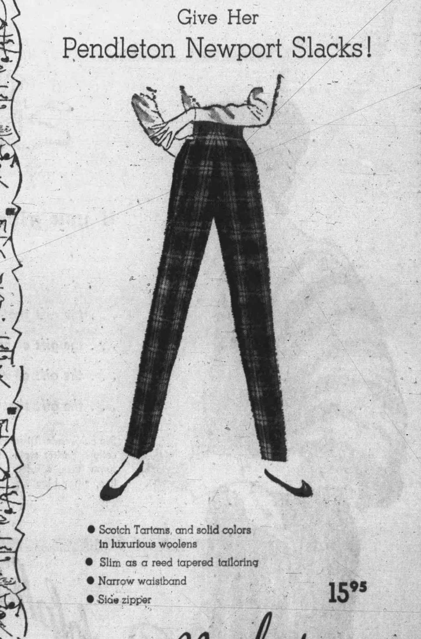Vintage 1950s to 1960s Pantsuit - Pendleton Wool Plaid Sporty Jacket + Cigarette Pants Rare Knitwear Size S to M