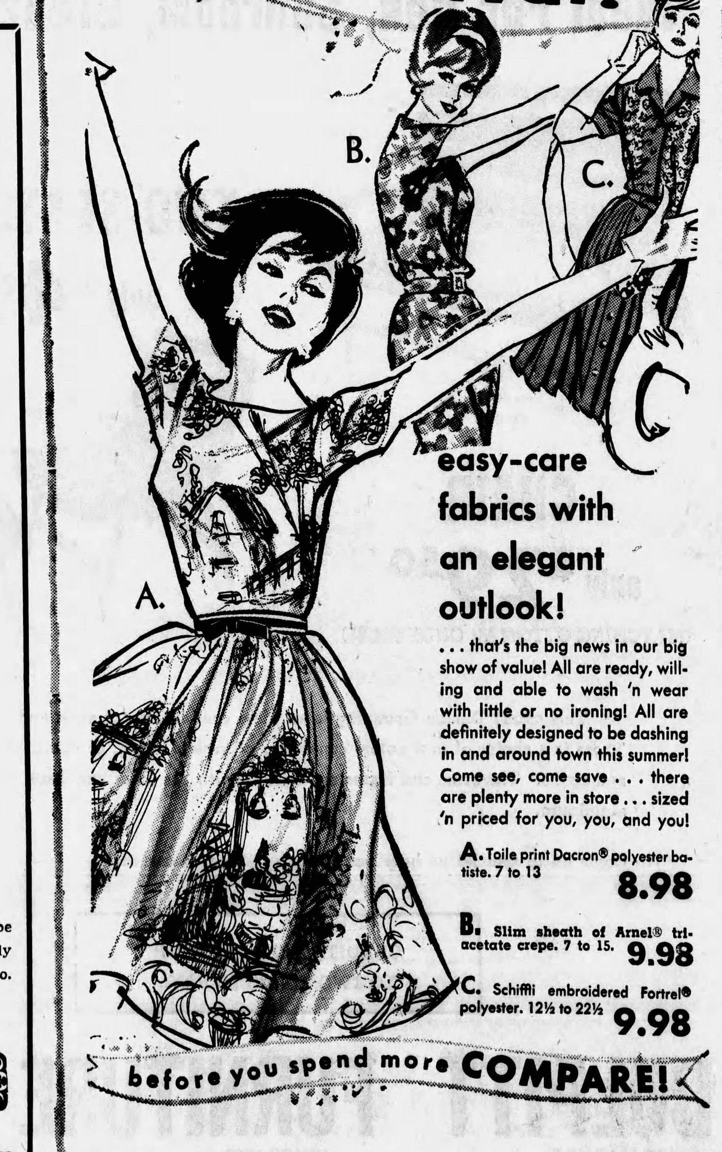 Vintage Documented Early 1960s Dress - Jonathan Logan Caramel Baroque Toile Novelty Print Voile Dress Size XS to S