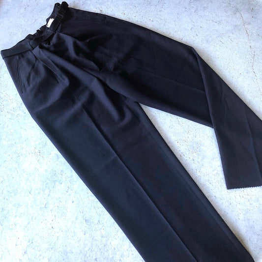 1940s RARE Navy Wool Slacks - Vintage 40s Deadstock Wide Leg Women's Side Zip Sharp Military Twill Trousers Belted WAVES - Choose Your Size!