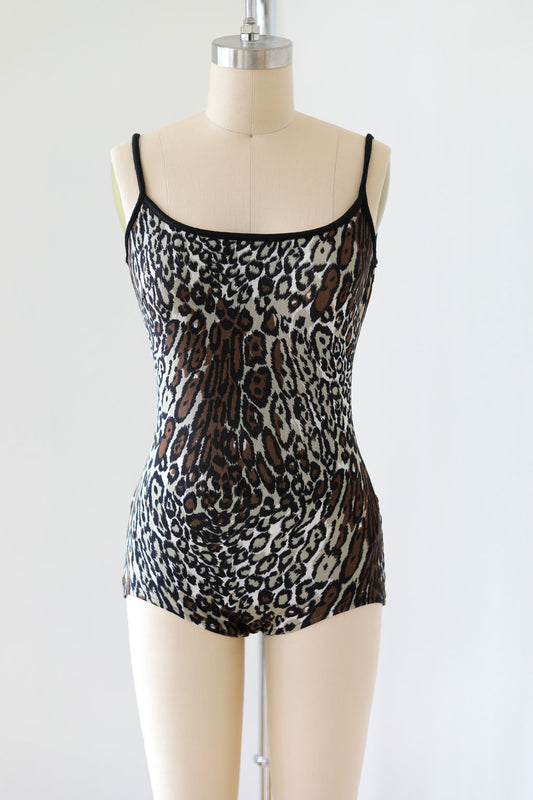 Vintage 1960s Cole of California Swimsuit - Sexy Mesh Leopard Print Bathing Suit Size XS to S