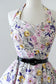 Vintage 1950s Dress - Gorgeous Violet Lavender Yellow Apples + Roses Print Cotton Halter Sundress Size XS