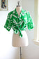 Vintage 1980s does 1940s Blouse - Gorgeous Hawaiian Palm Print Green Rayon Shirt Size L to XL