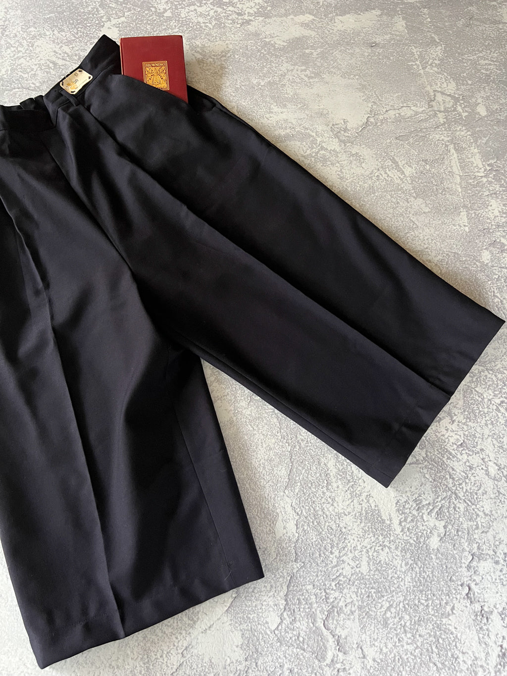 Vintage 1940s RARE Deadstock Wide Leg Culottes Pants - Navy Twill Sport Cropped Trousers Size L to XL