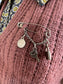 Vintage Midcentury Safety Pin Key to my Heart Dangle Chain Chatelaine Brooch