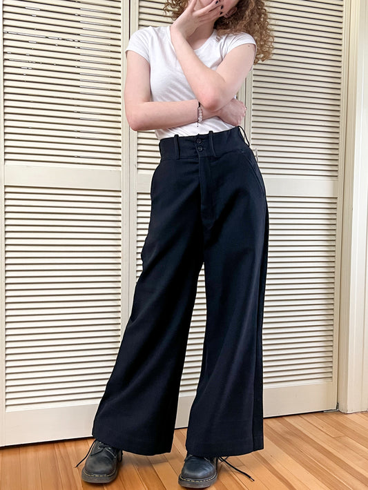 Vintage 1940s Rare British Navy Military Wool Twill Sailor Pants w Mega Wide Legs - Choose Your Size