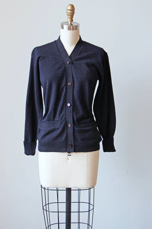 Vintage DEADSTOCK 1960s Navy Blue All-Wool USAF Cardigan Sweater w Pockets - Choose Your Size!