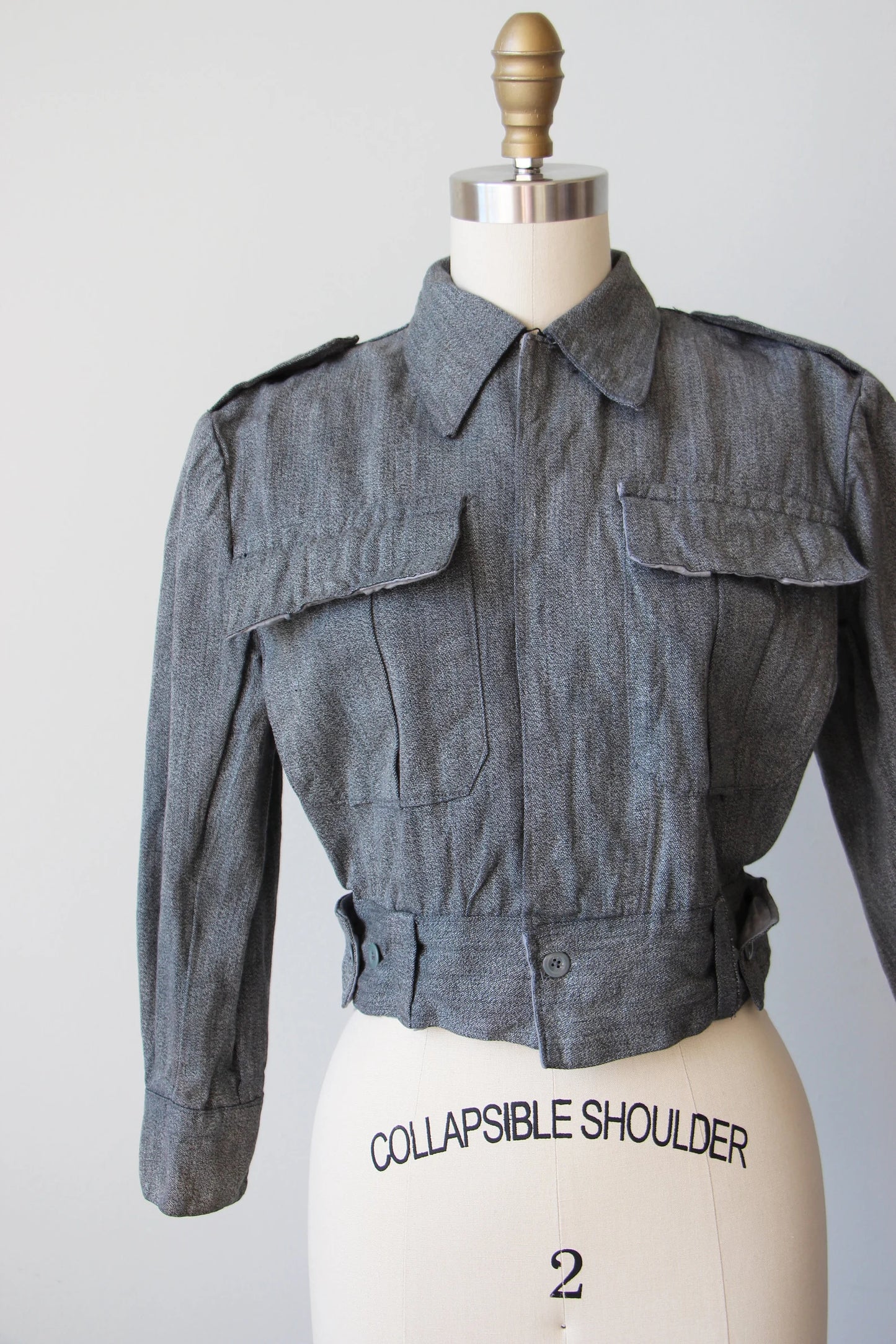 1950s Vintage Salt & Pepper Grey to Indigo Cotton Sporty Cropped Spanish Tiny Fit Jacket - Choose Your Size!
