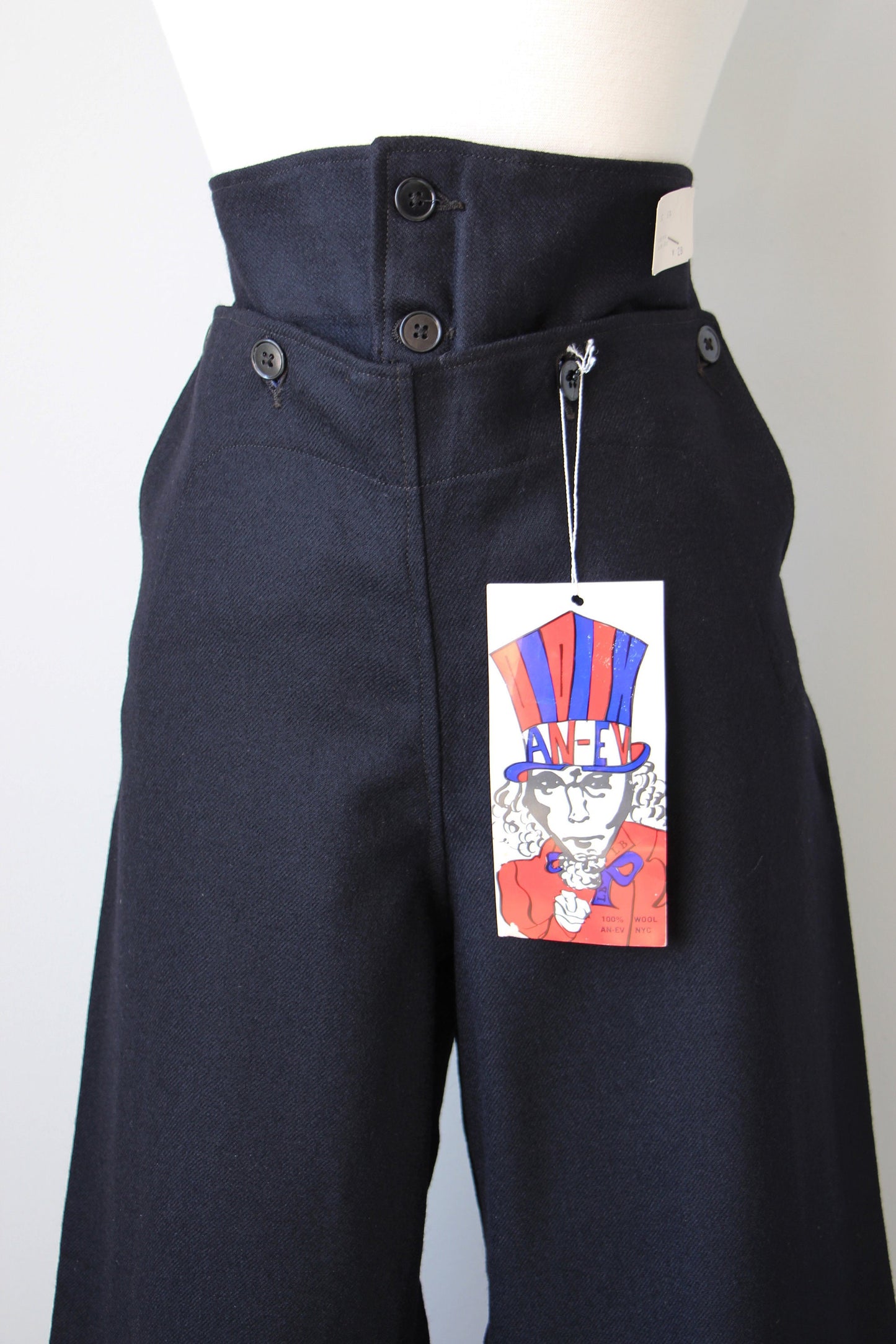 Vintage 1940s WWII Royal Australian Deadstock Navy Wool Twill Sailor Pants w Mega Belled Hems in XS - S - M - L - XL - Rare and Amazing!