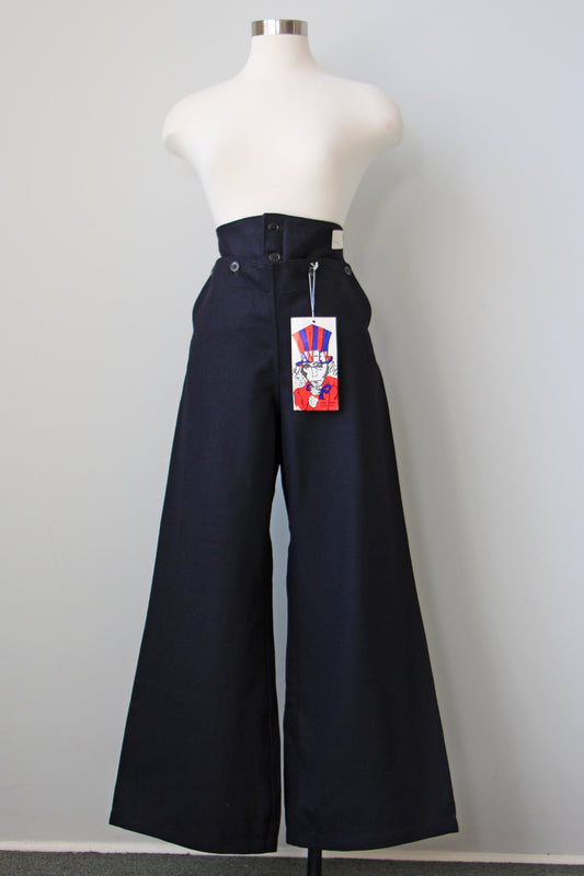 Vintage 1940s WWII Royal Australian Deadstock Navy Wool Twill Sailor Pants w Mega Belled Hems in XS - S - M - L - XL - Rare and Amazing!