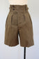 Vintage 1950s New Zealand Army Olive Green Wool Side Button High Waist Shorts for Adventures - Range of Sizes!