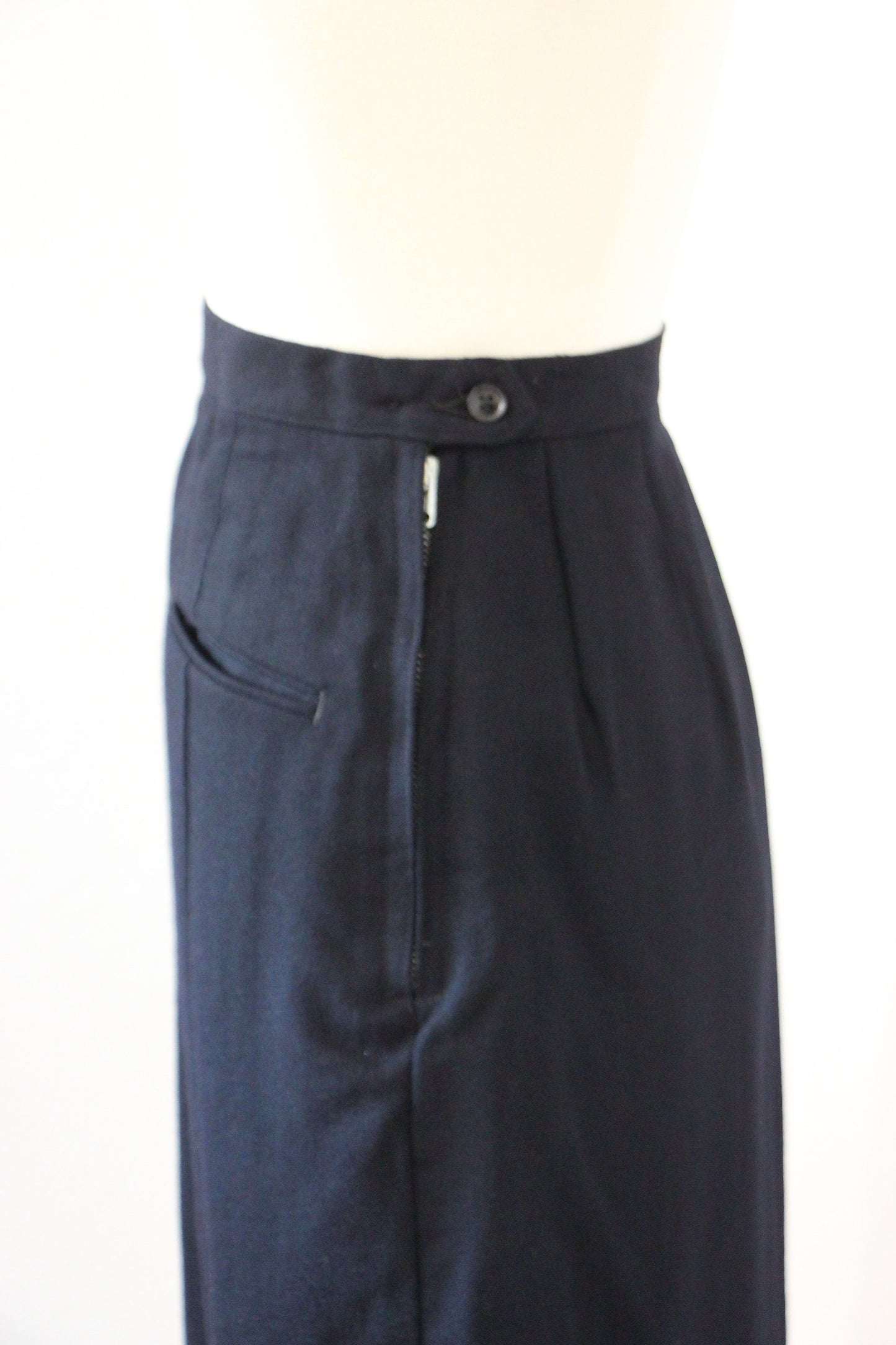 RARE 1950s Vintage British Navy Skirt - Ideal A-line Wool Blue Naval Uniform Skirt Deadstock w Pockets - XS - Choose Your Size