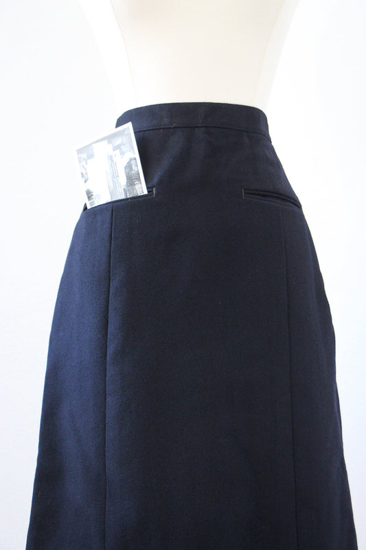RARE 1950s Vintage British Navy Skirt - Ideal A-line Wool Blue Naval Uniform Skirt Deadstock w Pockets - XS - Choose Your Size