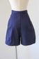 Vintage 1960s NAVY BLUE Deadstock Cotton Sporty Athletic Gym Shorts w High Waist + Pockets! - Choose Your Size