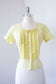 1950s Top -  Vintage 50s Blouse - Pert Yellow Voile Cotton Tailored Shirt w Tuxedo Details Size M to L