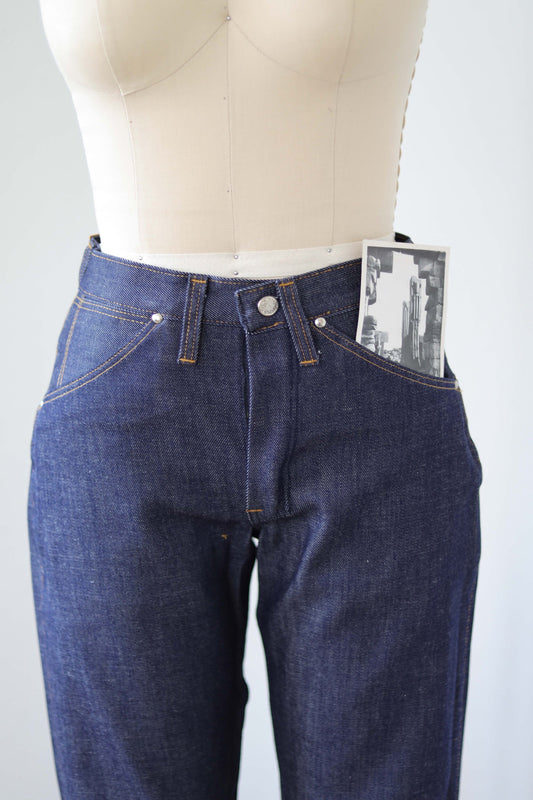 1960s Denim Jeans - DEADSTOCK Vintage 60s Stephens Brand Indigo Tapered Leg Western Cowboy Trousers - Choose Your Pair!