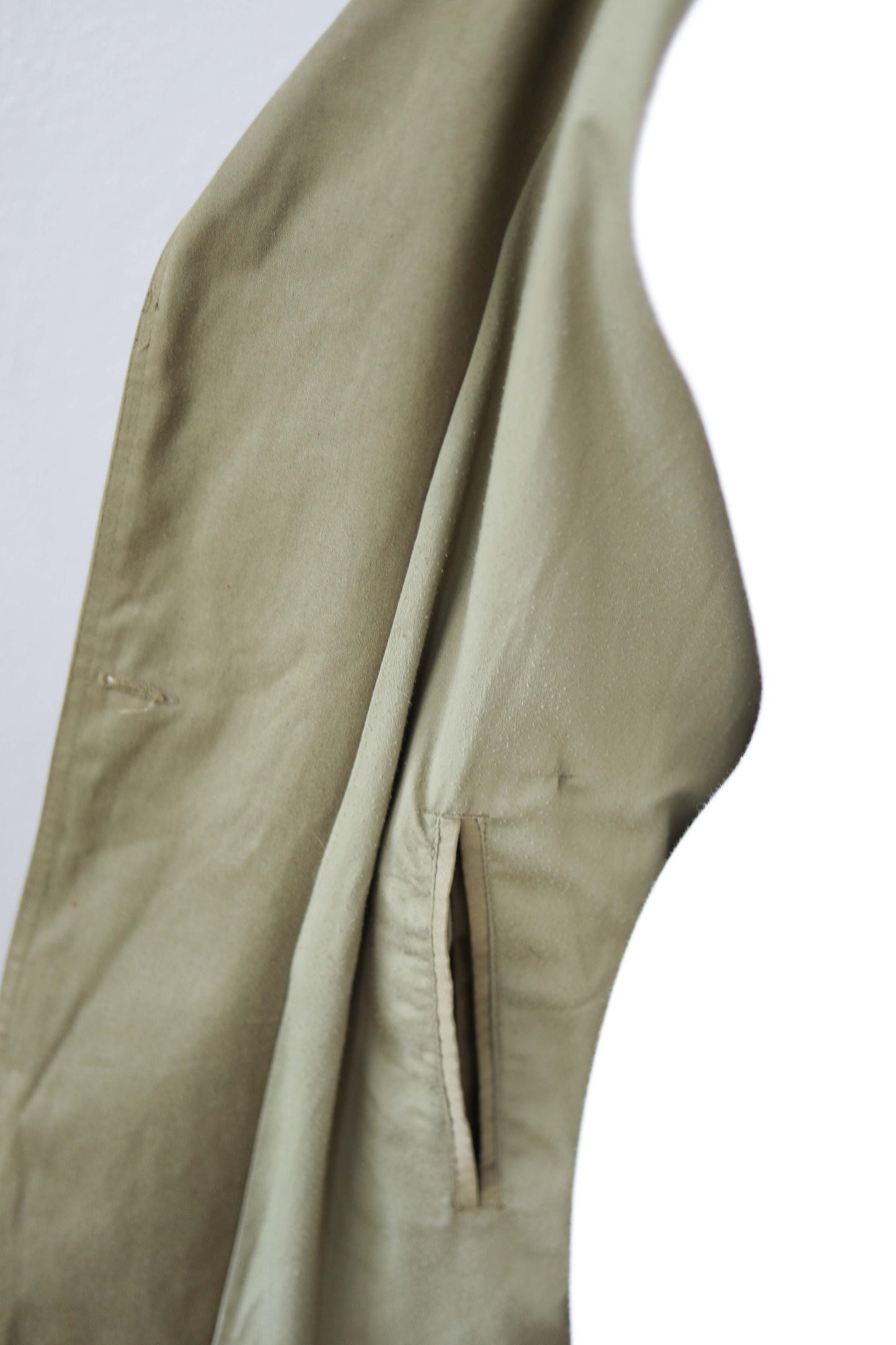 Vintage 1970s Olive Green Cotton Twill Military Spanish Land Army Trench w Lining + Half Belt - Sizes S to XL Choose Your Size